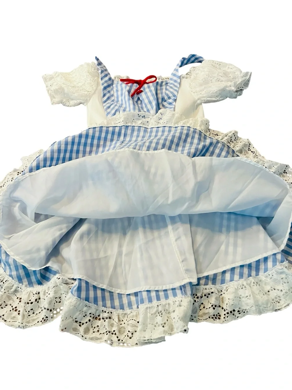 Blue Gingham The Wizard of Oz Forothy Costume Dress with Lace Trim Size XS
